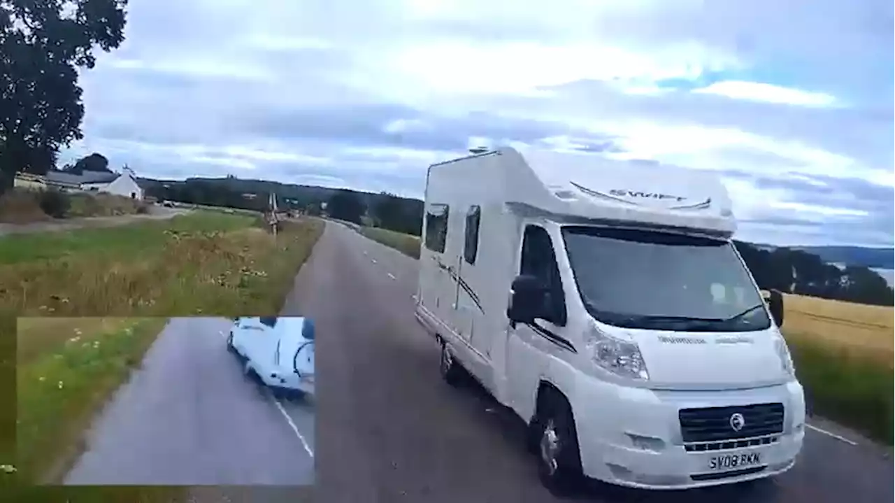 Near Miss of the Day 805: Oncoming motorhome driver almost hits cyclist