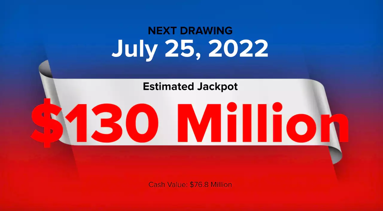 Powerball winning numbers for Monday, July 25, 2022; jackpot $130 million