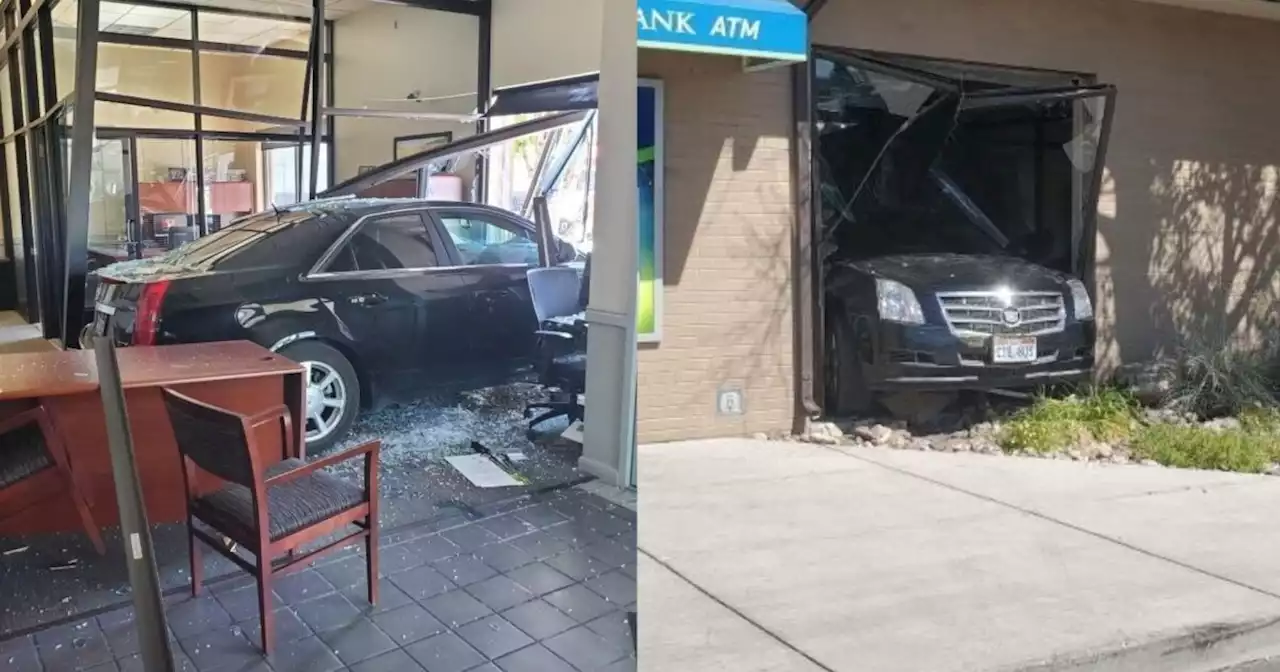 Car crashes into Tremonton bank in reverse