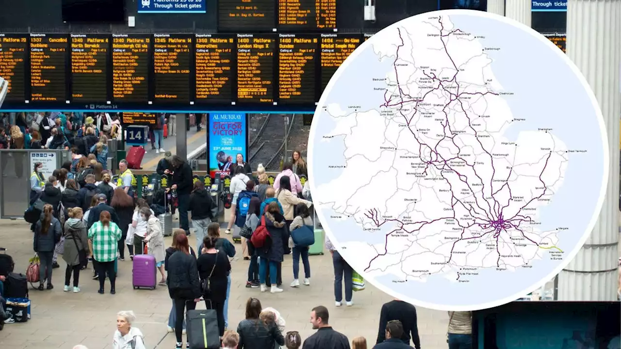 New map reveals full extent of rail misery as union workers prepare to strike tomorrow