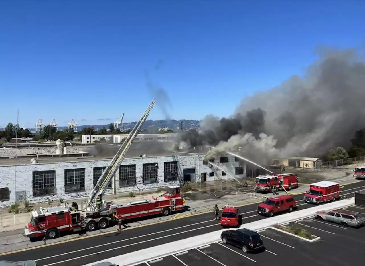 Firefighters battle Alameda Point warehouse blaze