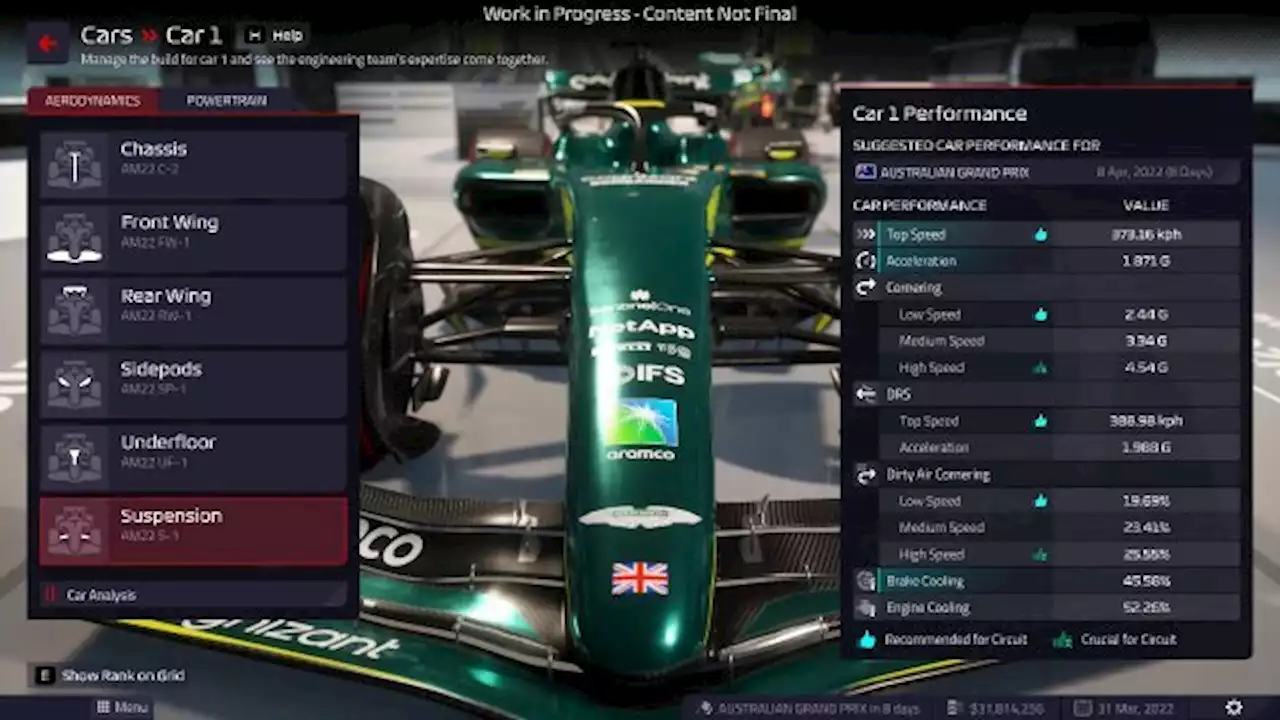 F1 Manager 2022: So entwickelt man Chassis und Power Train