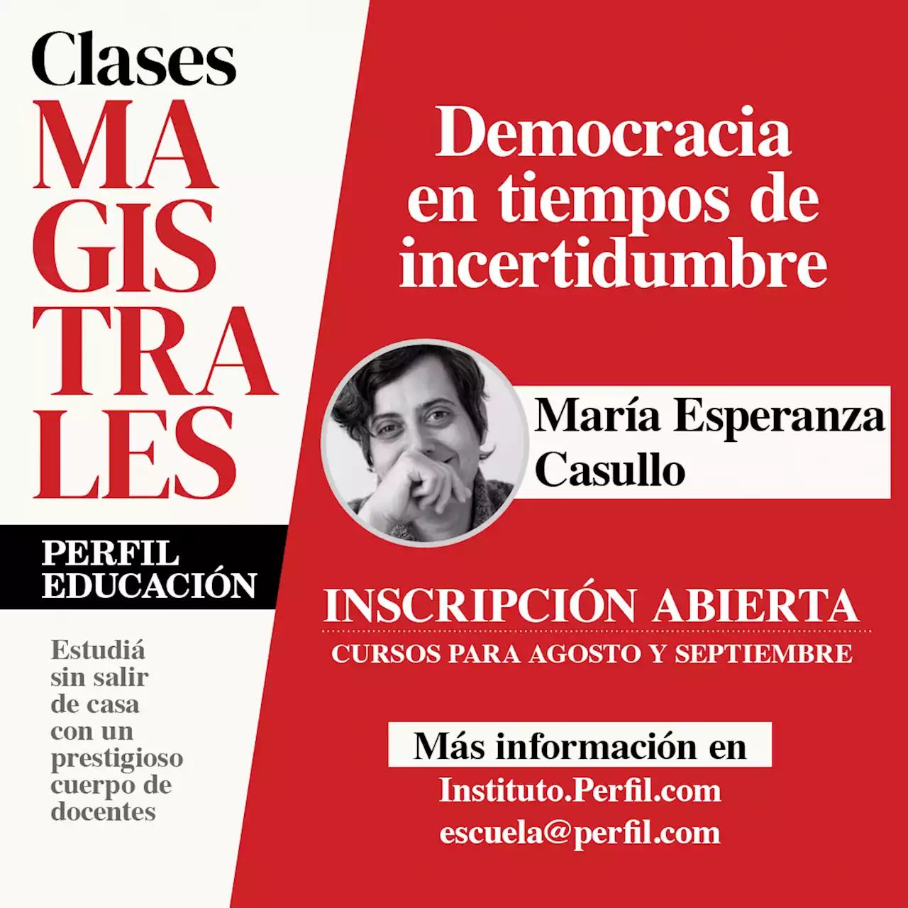 'Democracia en tiempos de incertidumbre', nuevo curso con María Esperanza Casullo