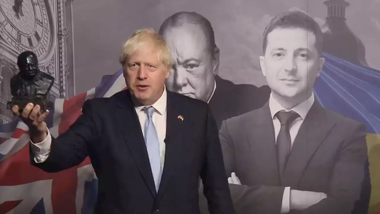 Ukraine war: Johnson says Churchill's spirit 'walking with Zelenskyy' as PM presents him with leadership award