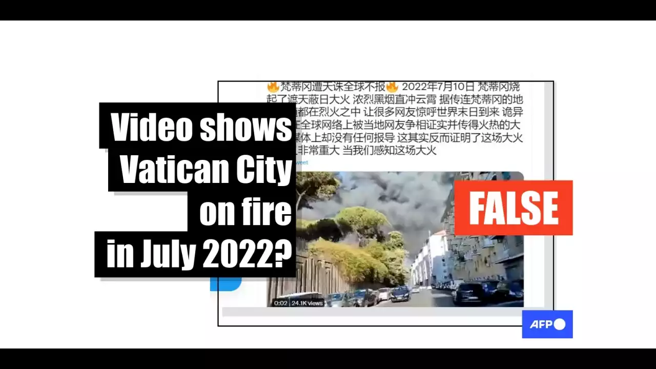 This video shows a fire in Rome, not the Vatican City