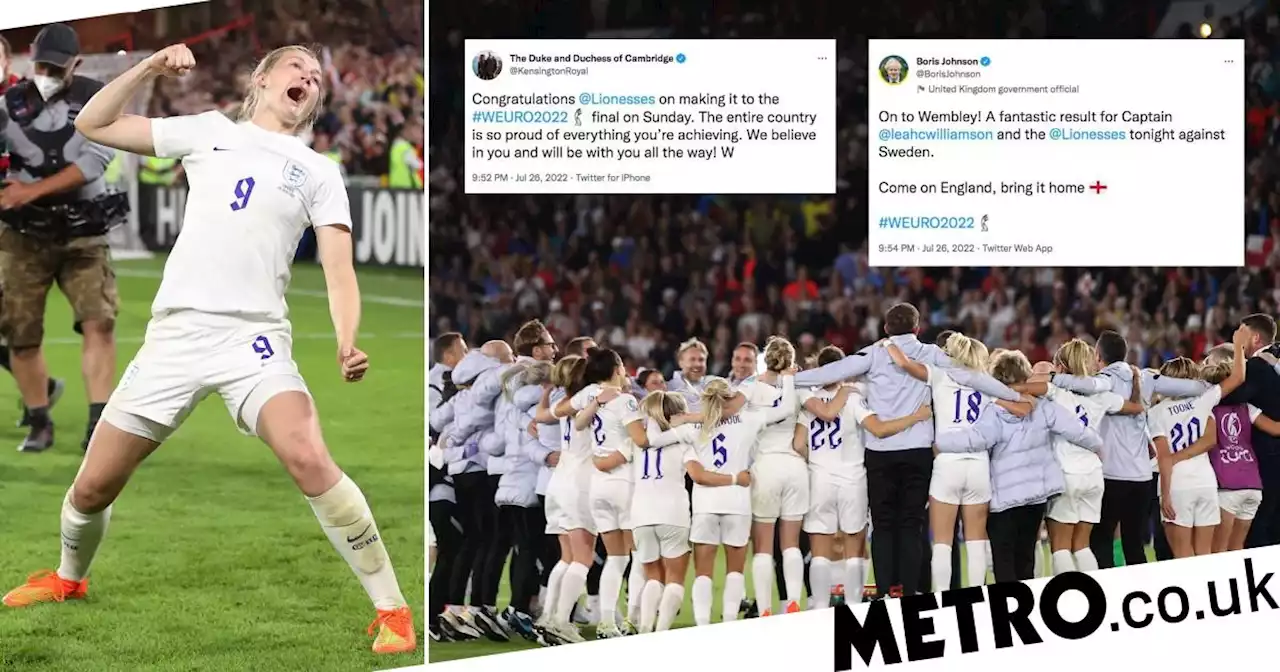 William and Boris lead celebrations after England reach Women's Euros final