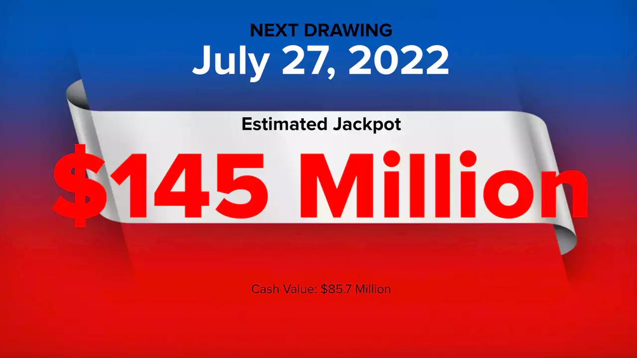 Powerball winning numbers for Wednesday, July 27, 2022; jackpot $145 million