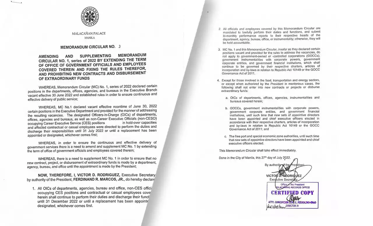 Palace amends MC1, extends term of contractual gov't workers to yearend
