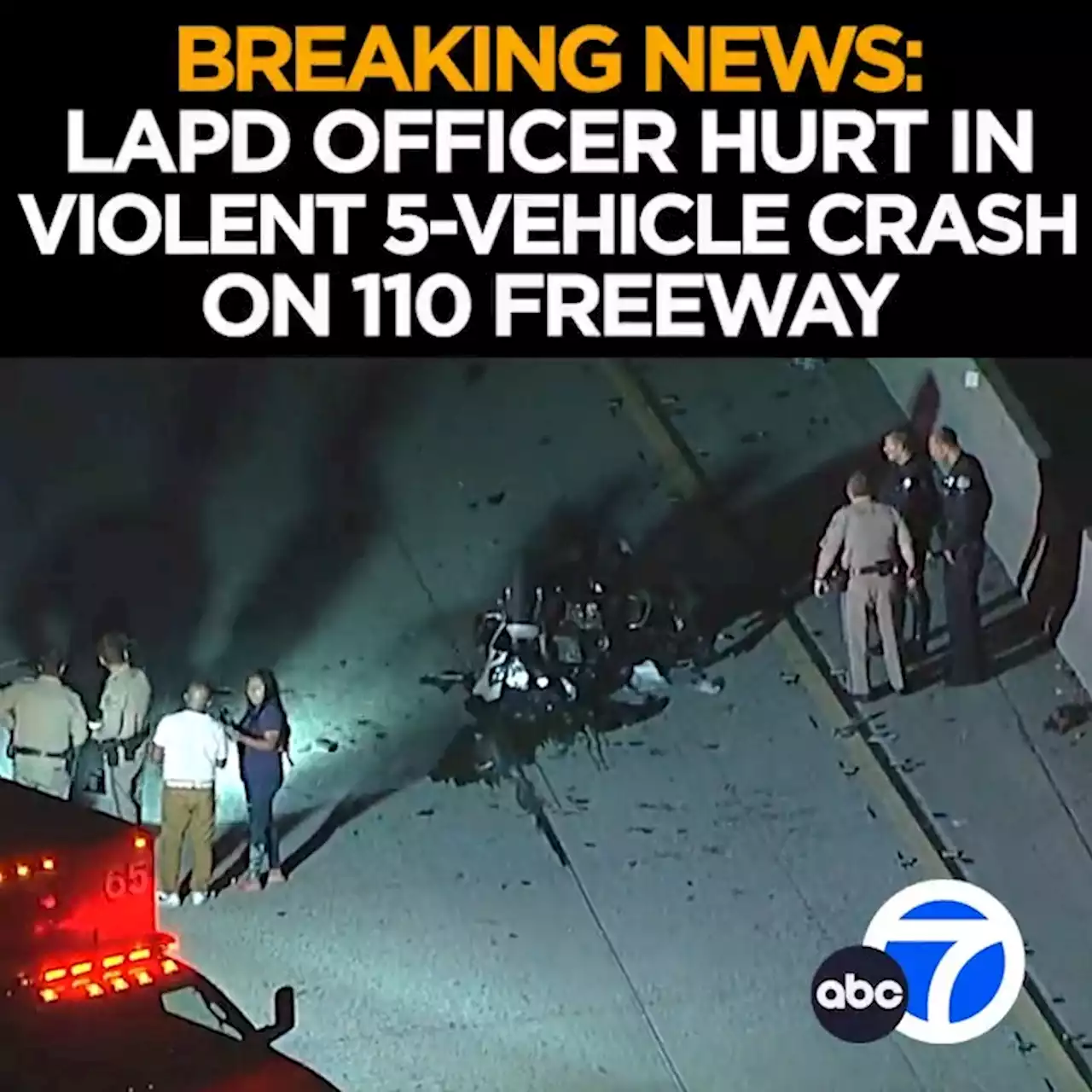 LAPD motorcycle officer involved in crash on 110 Freeway in South LA