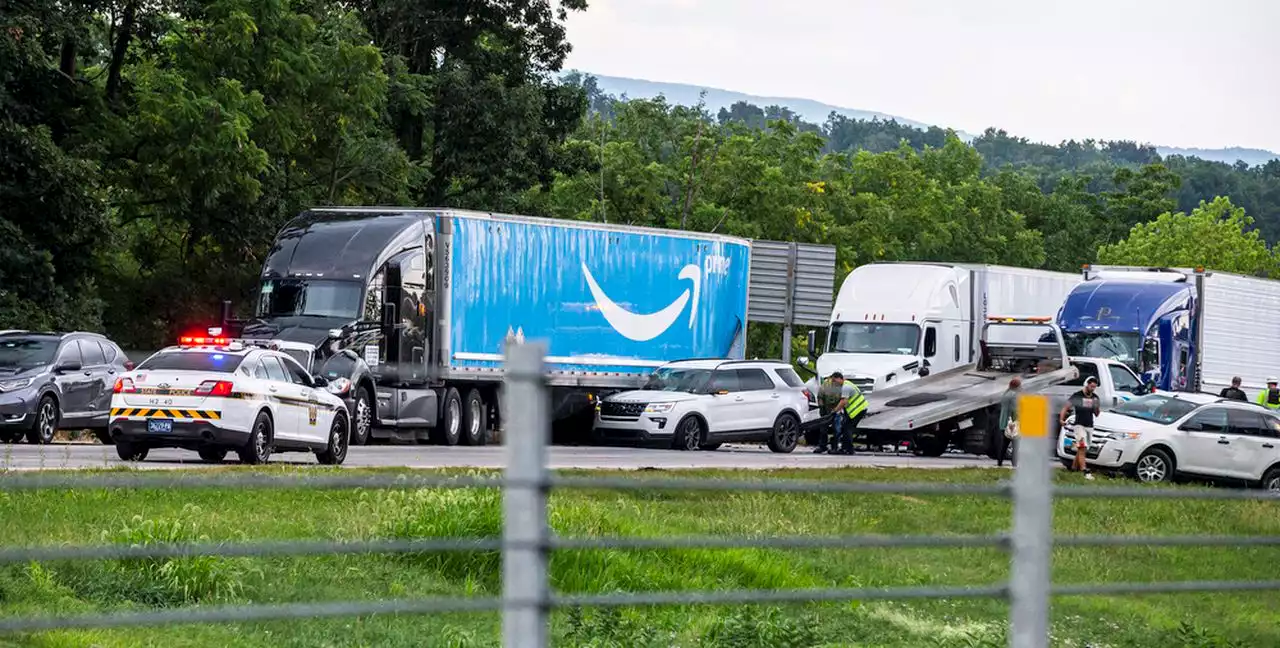 Hazmat cleaning fuel spills at Lebanon County crash scene