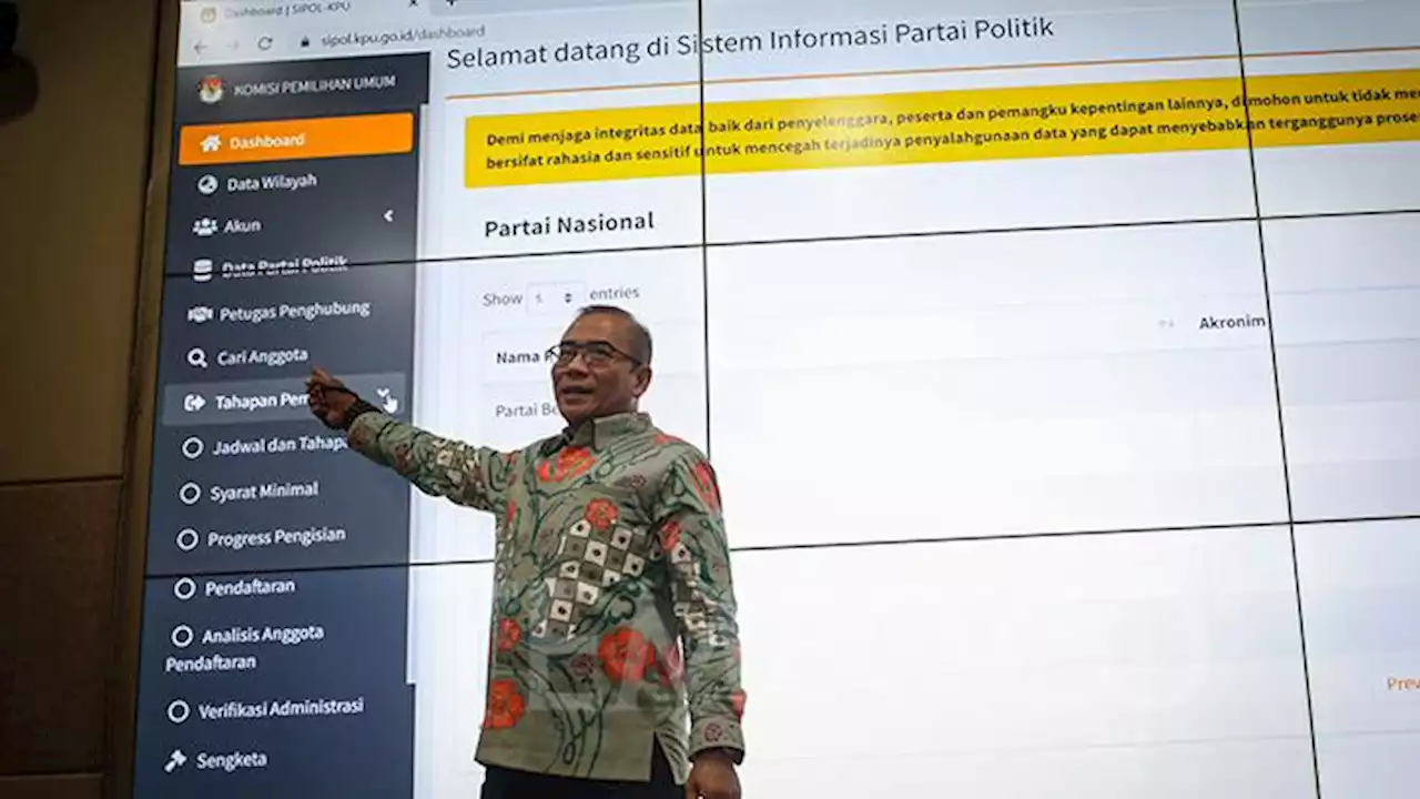 KPU Membuka Pendaftaran Partai Politik Pemilu 2024