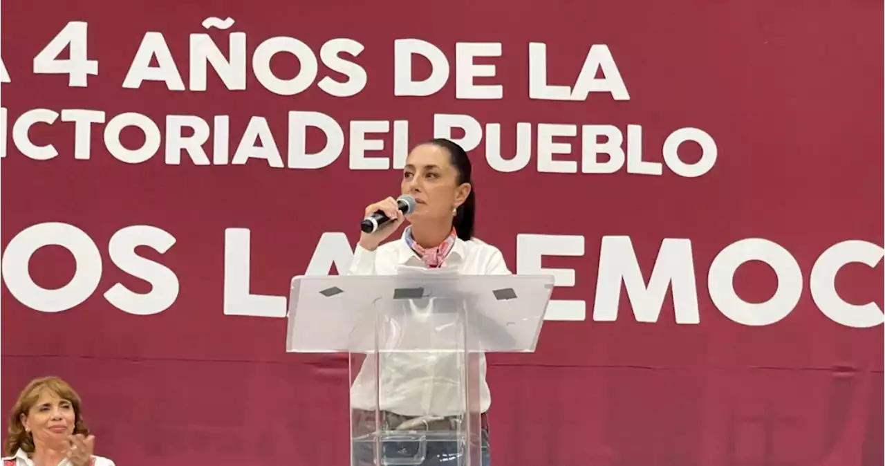 Sheinbaum celebra aniversario de triunfo de AMLO; elogia a Morena por impulsar la 4T