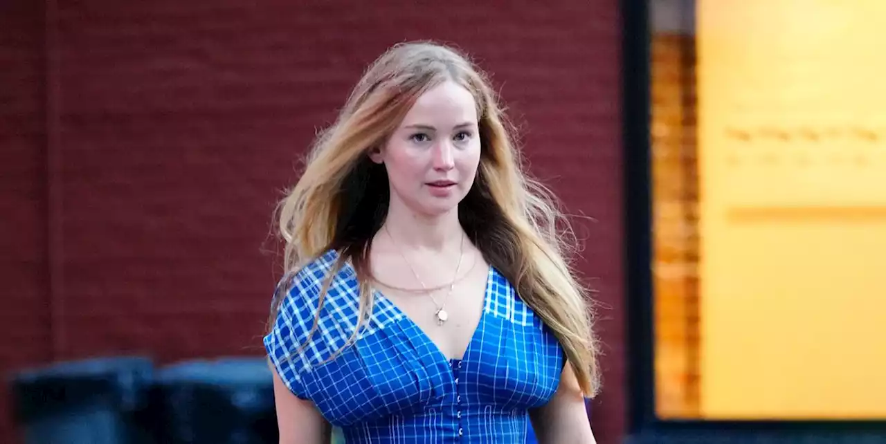 Jennifer Lawrence Wears a Breezy Sundress While Maneuvering a Stroller