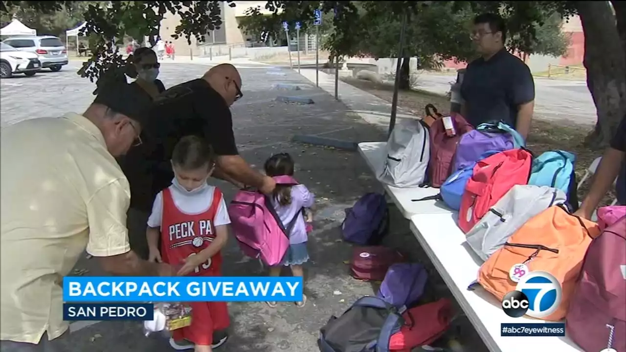 LAPD's Harbor Division gifts students in need free backpacks filled with much-needed supplies