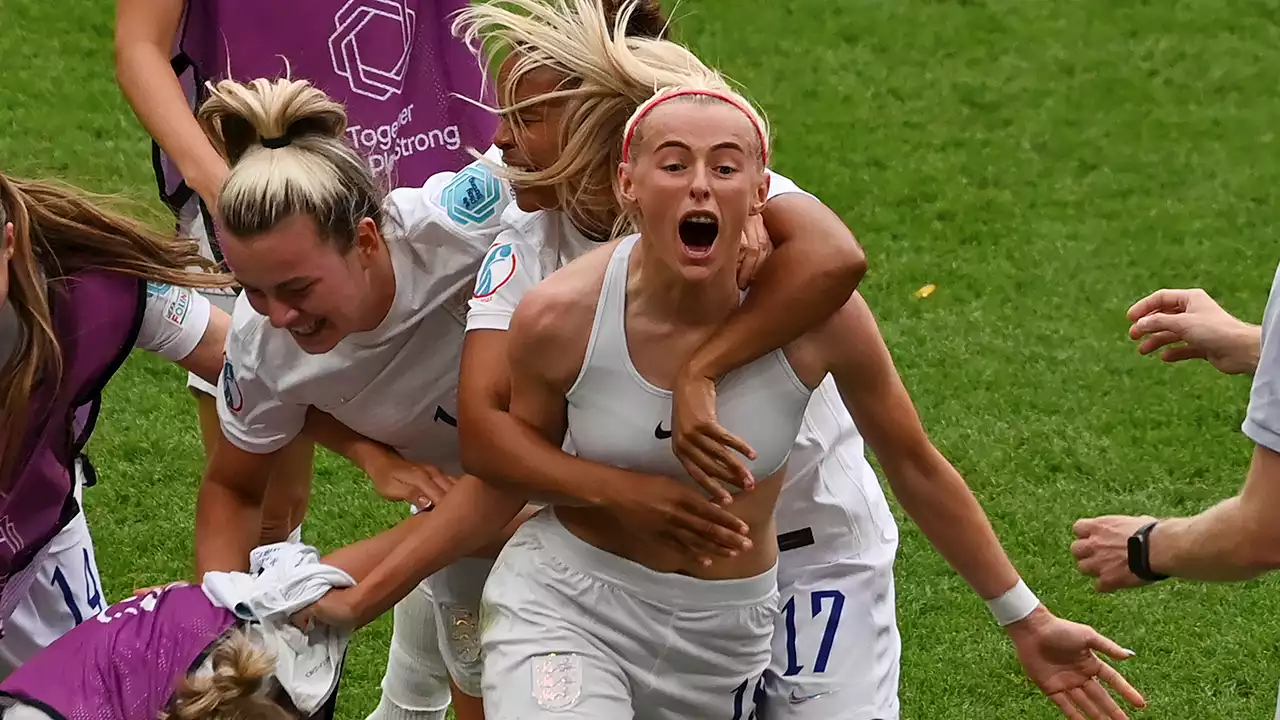 England's Chloe Kelly does her best Brandi Chastain impression as she nets game-winner in Euro final