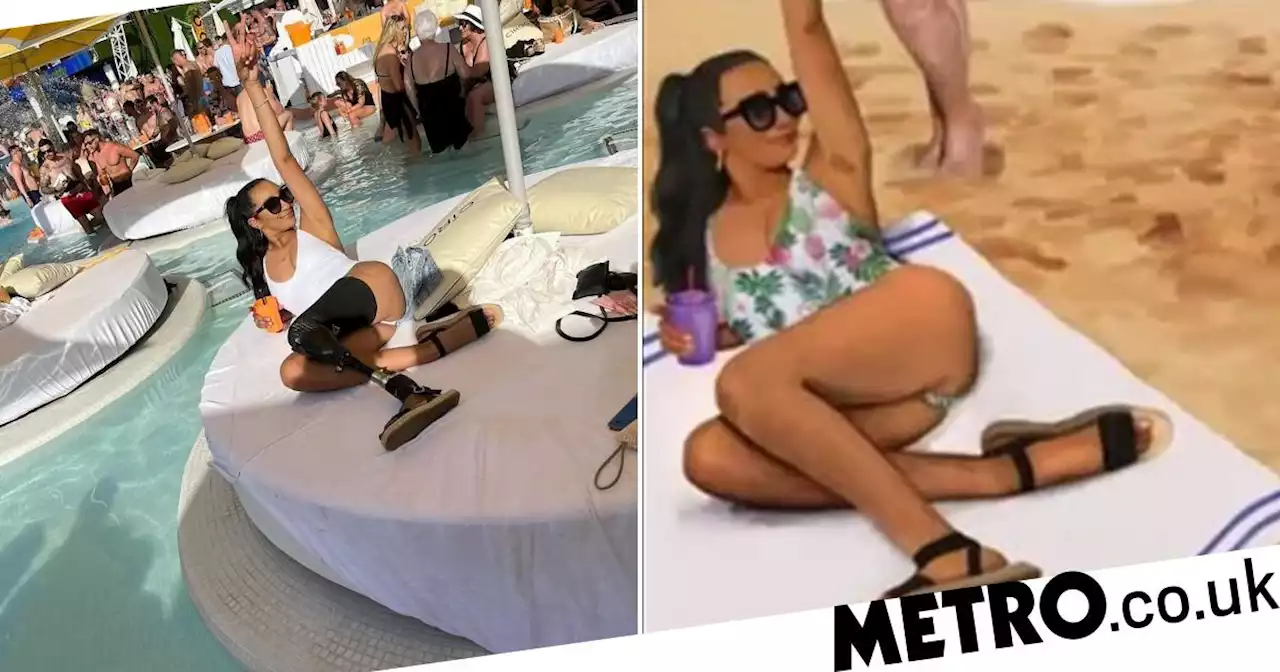 Woman's prosthetic leg 'edited out' for beach body positivity poster