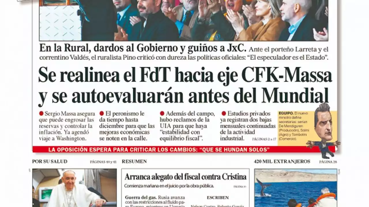 La tapa del Diario PERFIL de este domingo 31 de julio de 2022