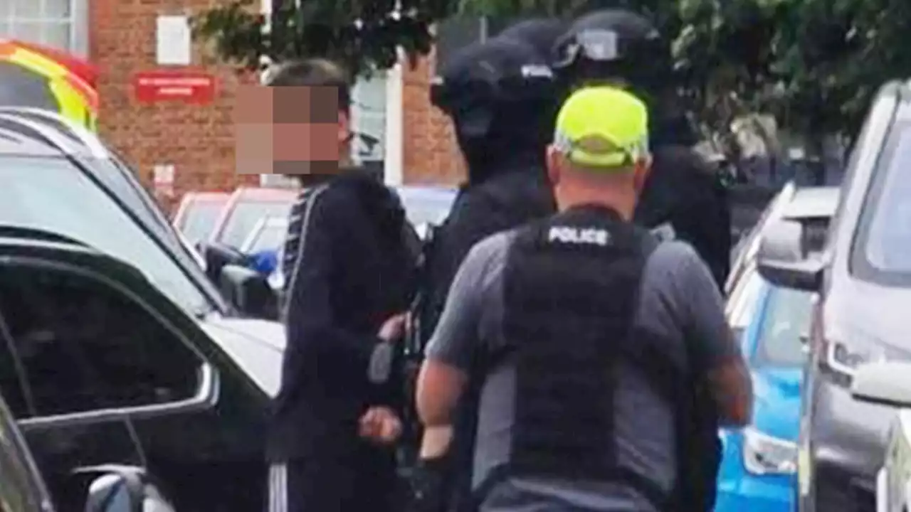 Moment armed cops swoop on suspect, 22, as he's arrested for murdering girl, 9