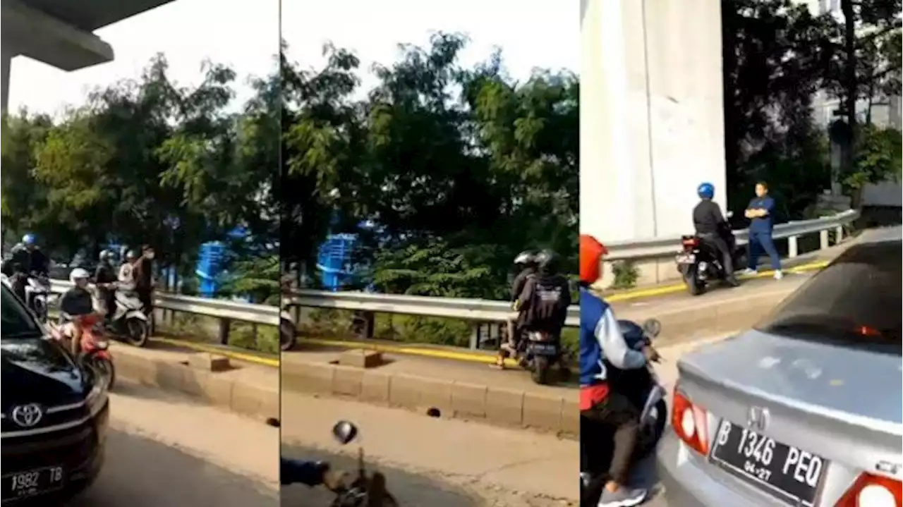 Viral Pria Adang Pengendara Motor Masuk Jalur Trotoar