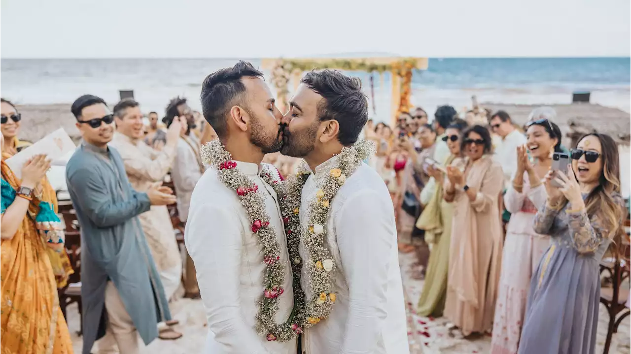 The Grooms Celebrated Their Wedding With Oceanside Hindu Ceremonies In Tulum