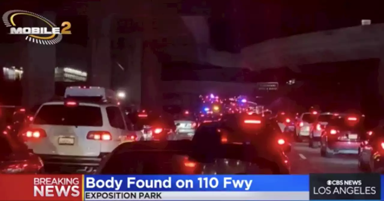 Body found on 110 freeway halts traffic in Exposition Park