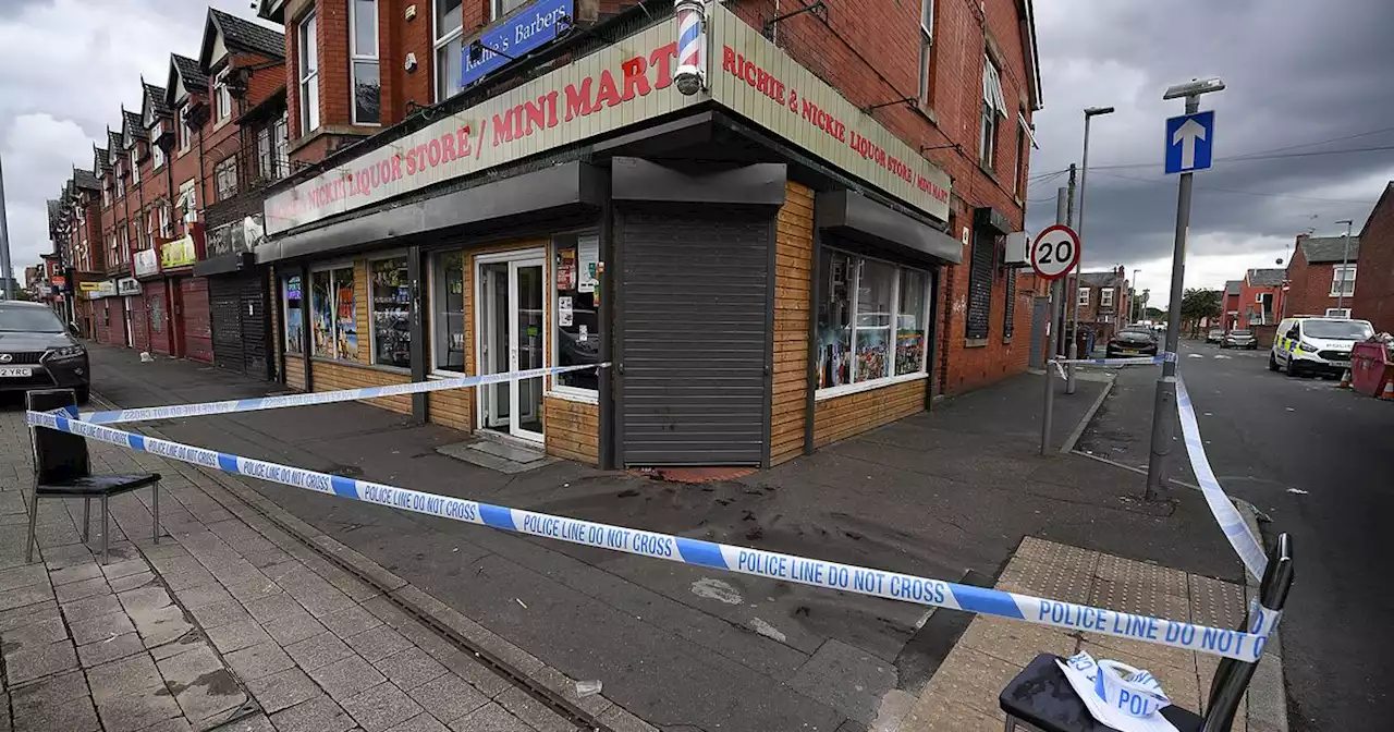 Police probing 'violent disorder' outside shop as pavement left covered in blood