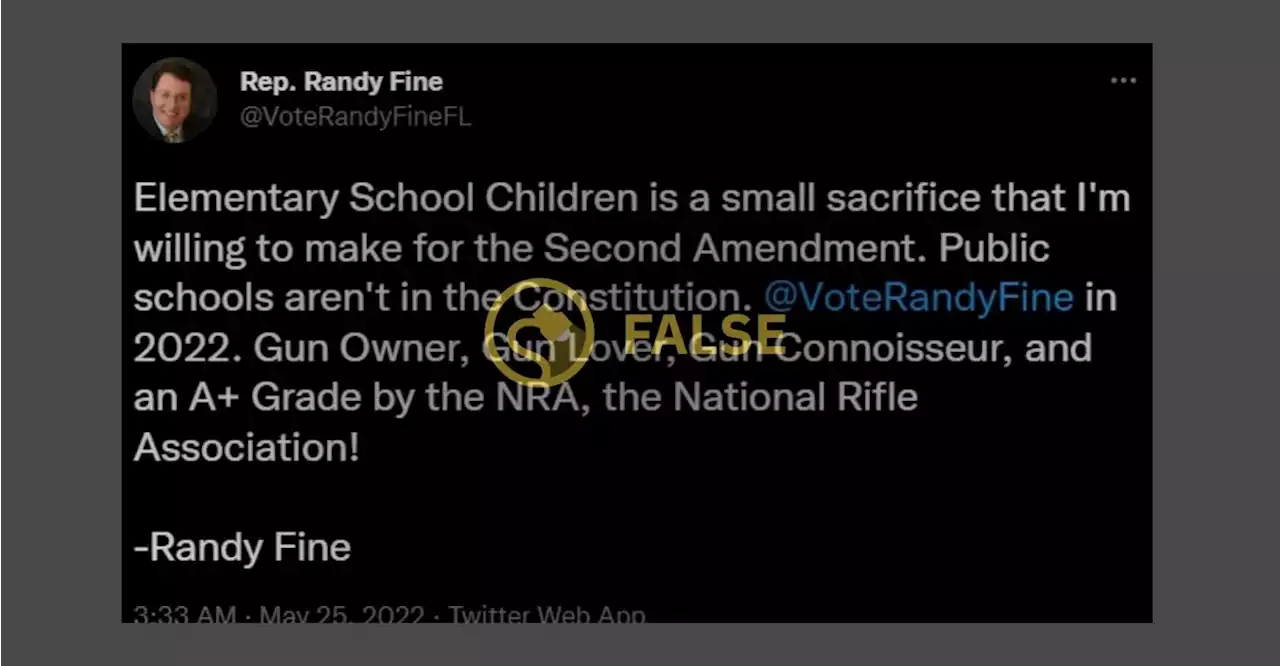 Rep. Randy Fine Didn't Say He Would Sacrifice Children To Preserve 2nd Amendment