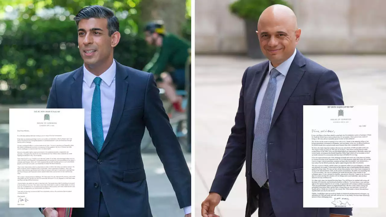 Read Rishi Sunak and Sajid Javid's resignation letters in full