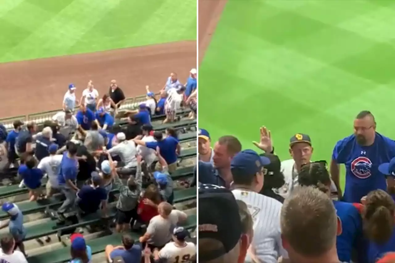 Brewers, Cubs fans come to blows in wild MLB bleachers brawl