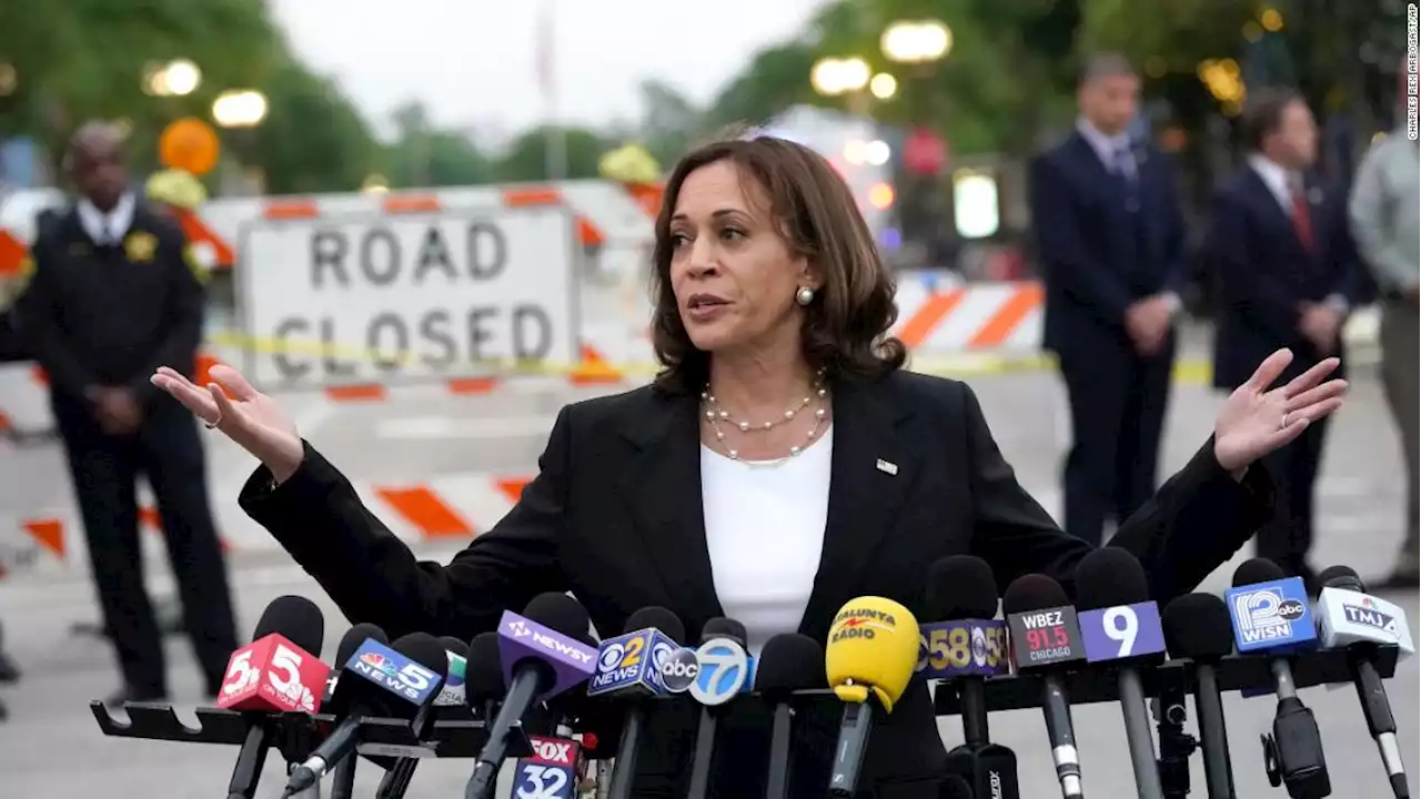 Vice President Kamala Harris visits Highland Park shooting scene