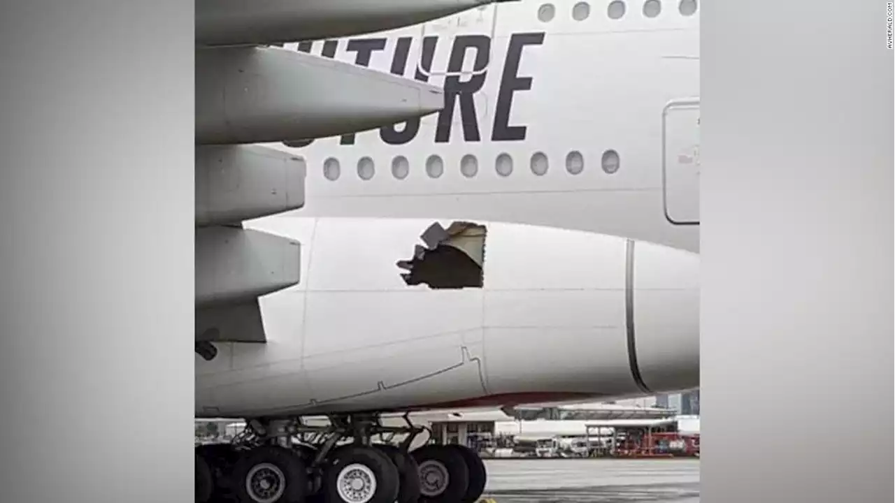 Airbus A380 'flew 14 hours' with hole in side