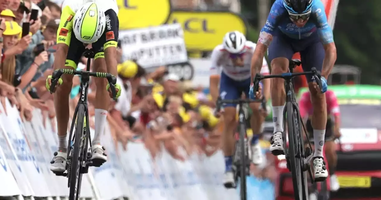 Cobble king Clarke wins Tour de France stage five with bike throw