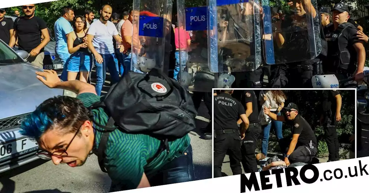 Turkish police pepper spray and teargas LGBT activists at Pride march