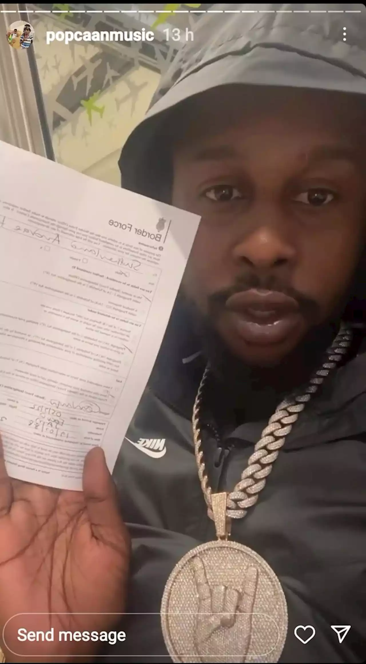 Dancehall star Popcaan held by Home Office