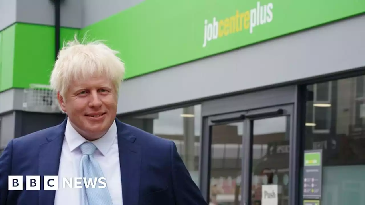 Boris Johnson waxwork appears outside job centre