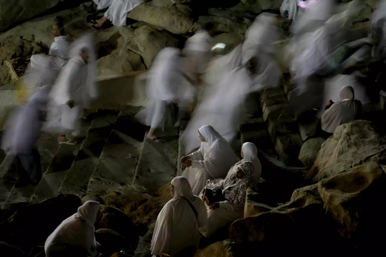 Muslim pilgrims pray at Mount Arafat as hajj reaches apex