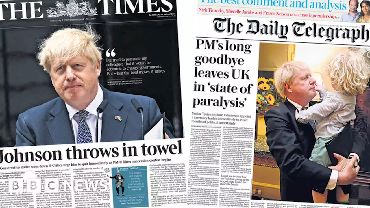 Newspaper headlines: Johnson resigns and country in 'state of paralysis'