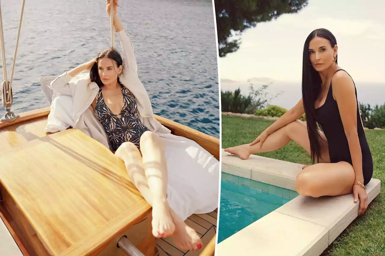 Demi Moore models her new swimsuit collection for Andie Swim