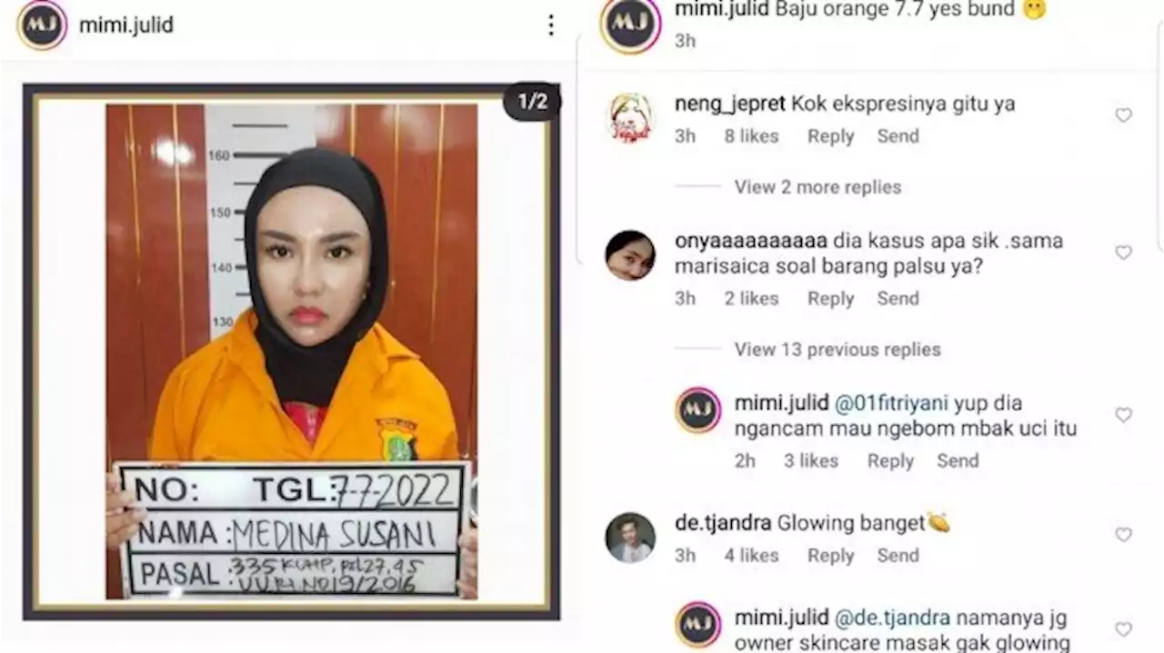 Begini Penampakan Medina Zein Pakai Baju Tahanan, Netizen Nyinyir