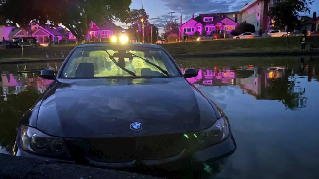 VicPD arrest allegedly impaired driver for crashing BMW into pond