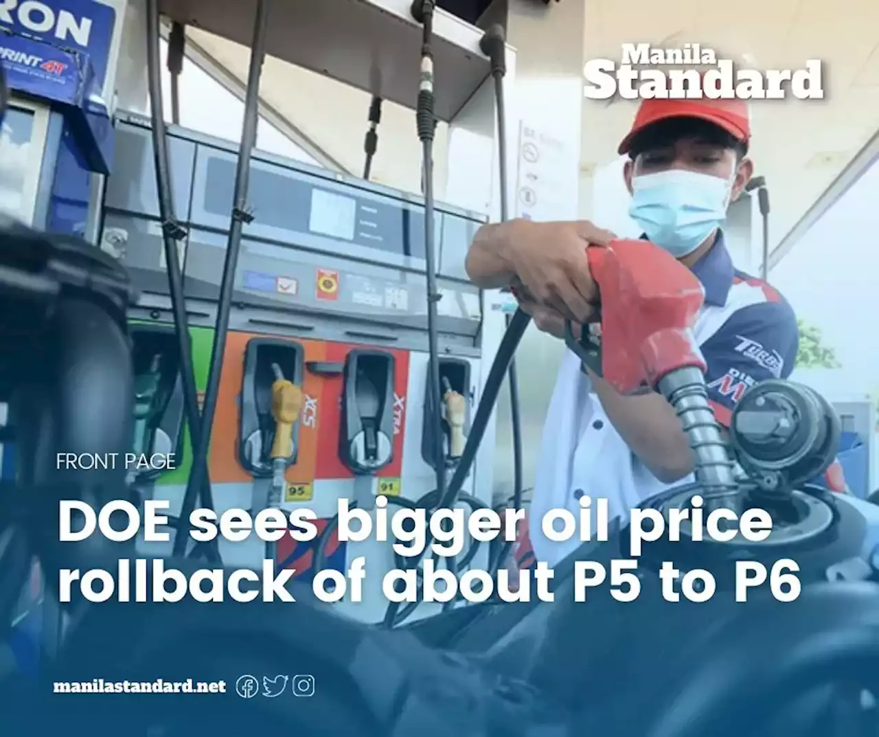 DOE sees bigger oil price rollback of about P5 to P6