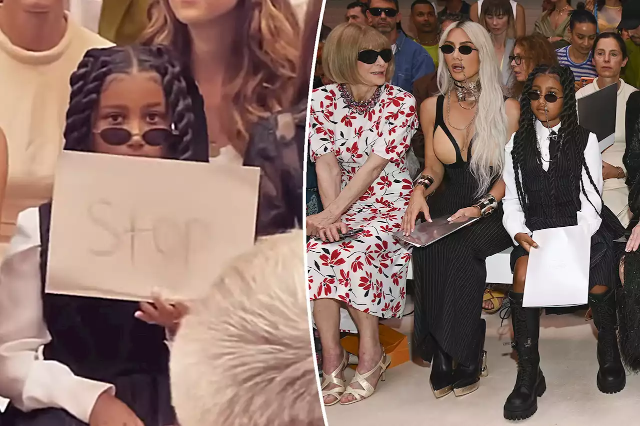 Kim Kardashian explains why North held ‘Stop’ sign at Paris Fashion Week show