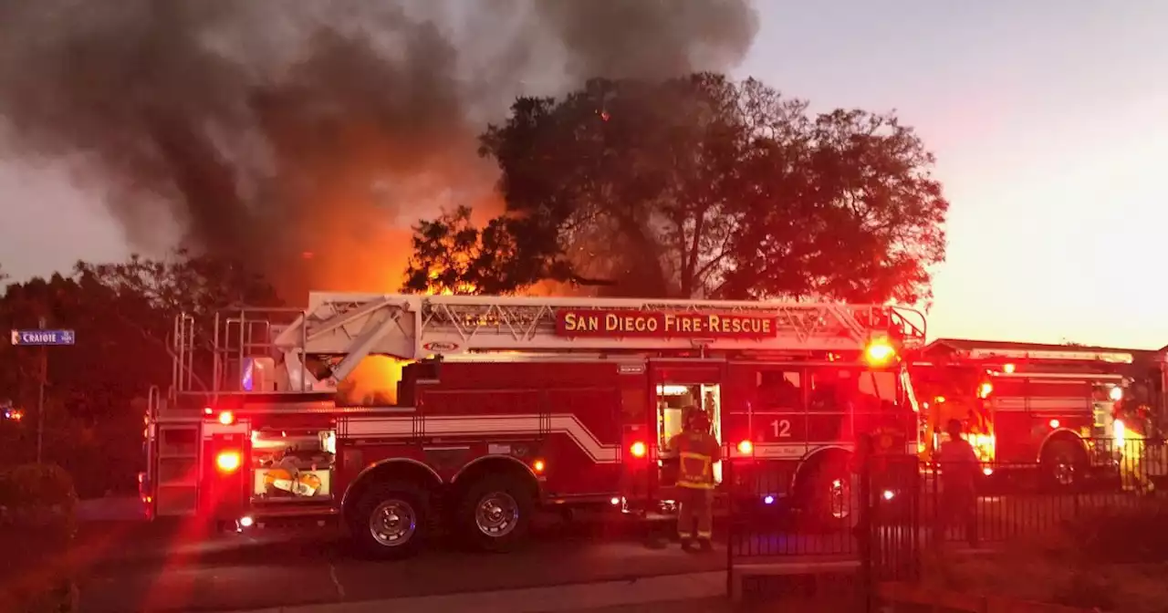 Flames destroy home in San Diego's Chollas View neighborhood