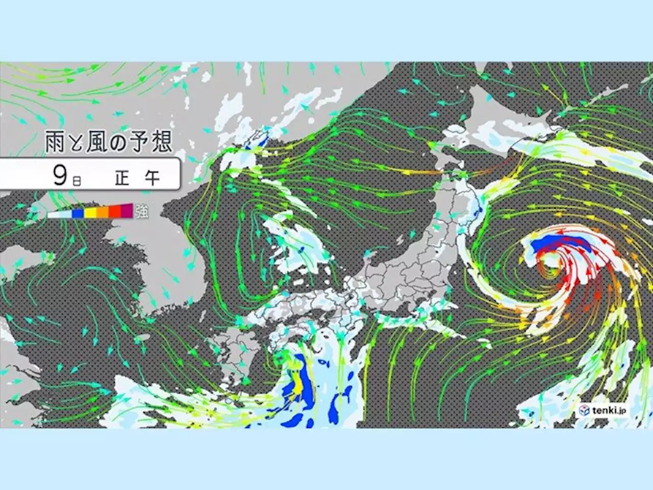 きょう9日 西日本は大雨、東日本は急な雨、北日本は元台風に注意(気象予報士 牧 良幸)