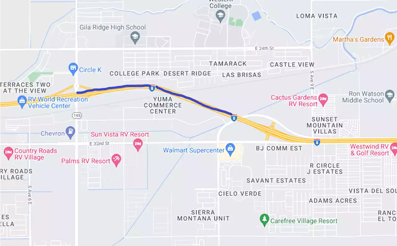 Plan for lane restrictions on Interstate 8 in Yuma beginning August 2