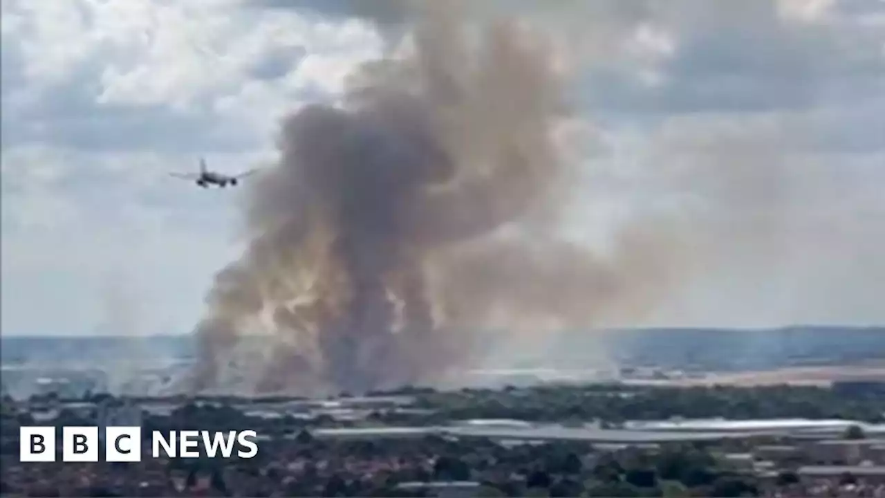 Grass fire near Heathrow creates plumes of smoke