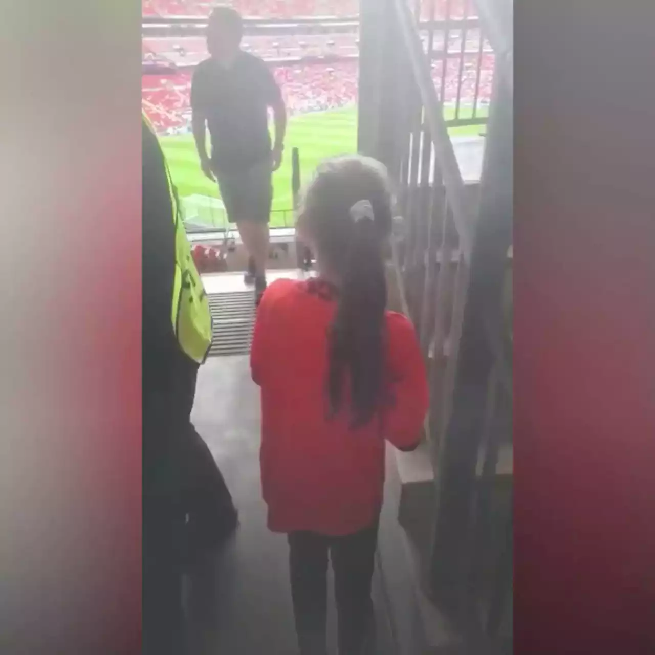 Emotional moment girl, 8, is awestruck by Wembley Stadium