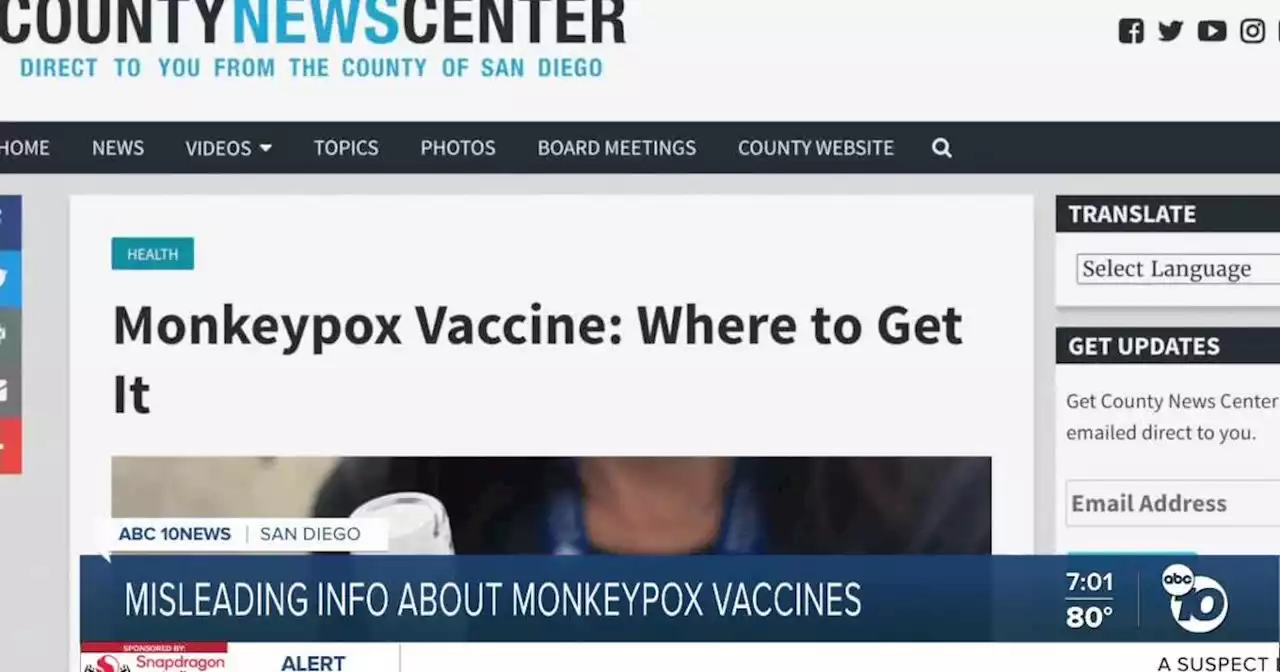 Misleading monkeypox vaccine information from San Diego County