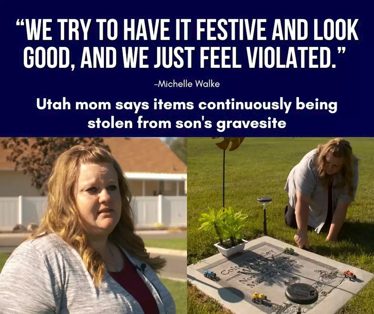 Utah mom says items continuously being stolen from son's gravesite