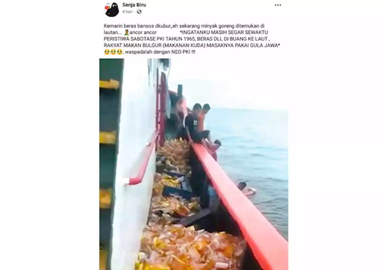 Kapal Tenggelam, Bukan Buang Migor Kemasan ke Laut